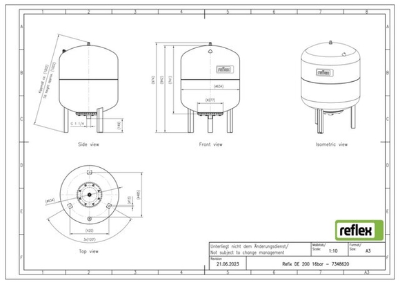 Reflex exp.vat 200DE 16bar 4,0 blauw 734 - afb. 2
