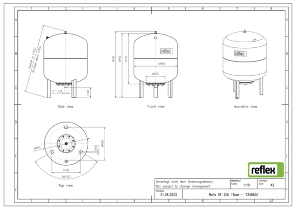 Reflex exp.vat 200DE 16bar 4,0 blauw 734 - afb. 3