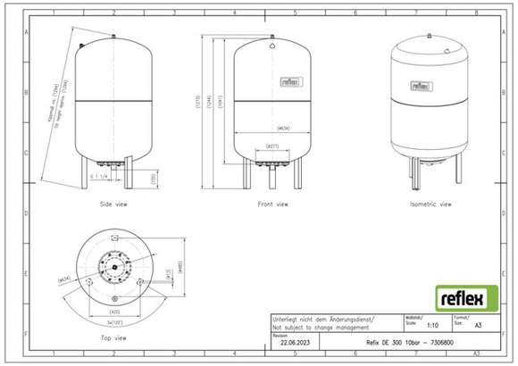 Reflex exp.vat 300DE 10bar 4,0 blauw 730 - afb. 2