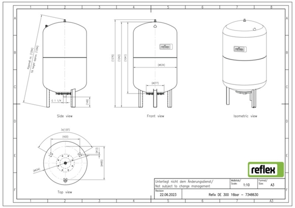 Reflex exp.vat 300DE 16bar 4,0 blauw 734 - afb. 3