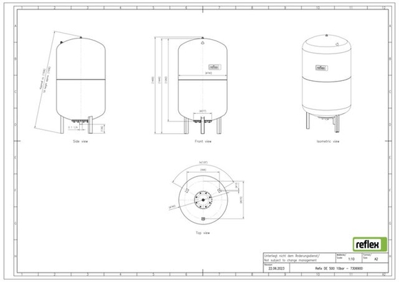 Reflex exp.vat 500DE 10bar 4,0 blauw 730 - afb. 2