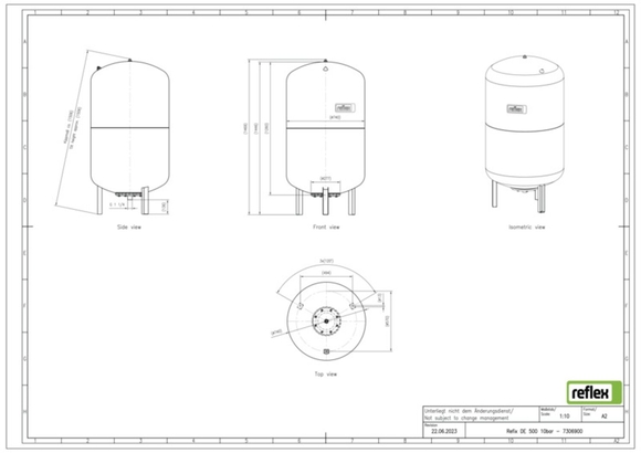 Reflex exp.vat 500DE 10bar 4,0 blauw 730 - afb. 3