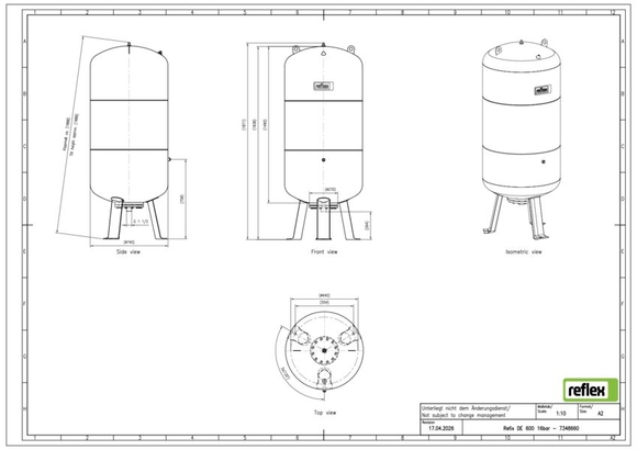 Reflex exp.vat 600DE 16bar 4,0 blauw 734 - afb. 3