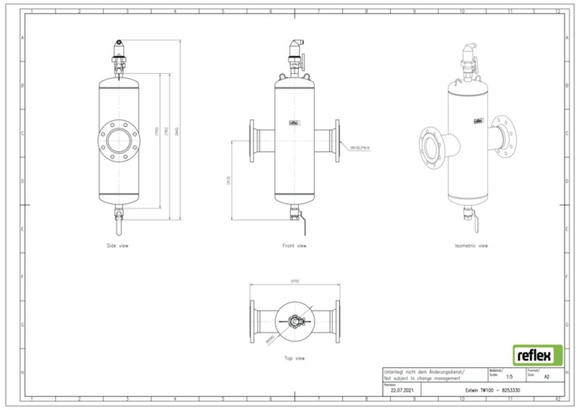 Reflex Extwin lu/vuil DN 100 flensaanslu - afb. 7