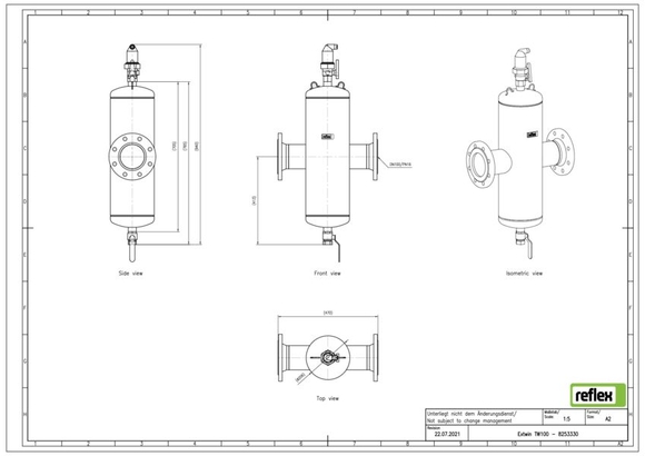 Reflex Extwin lu/vuil DN 100 flensaanslu - afb. 3