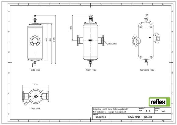 Reflex Extwin lu/vuil DN 125 flensaanslu - afb. 3