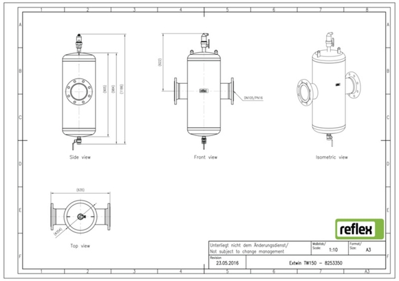 Reflex Extwin lu/vuil DN 150 flensaanslu - afb. 6