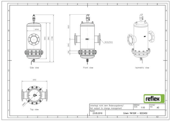 Reflex Extwin lu/vuil DN 150 R flensaans - afb. 6