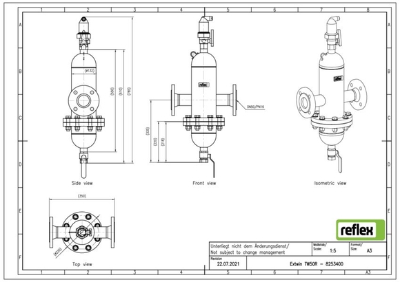 Reflex Extwin lu/vuil DN 50 R flensaansl - afb. 3