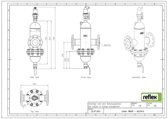 Reflex Extwin lu/vuil DN 65 R flensaansl - afb. 6