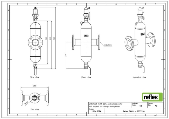 Reflex Extwin lucht/vuil DN 65 flensaans - afb. 3