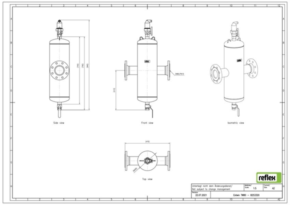 Reflex Extwin lucht/vuil DN 80 flensaans - afb. 3