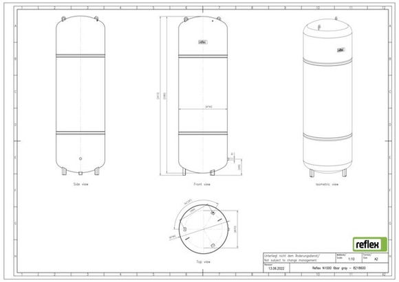 Reflex N expansievat 1000L/1,5 6bar grij - afb. 3