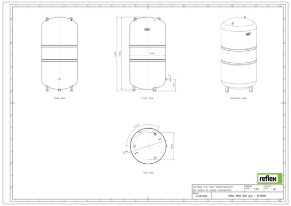 Reflex N expansievat 600L/1,5 6bar grijs - afb. 4