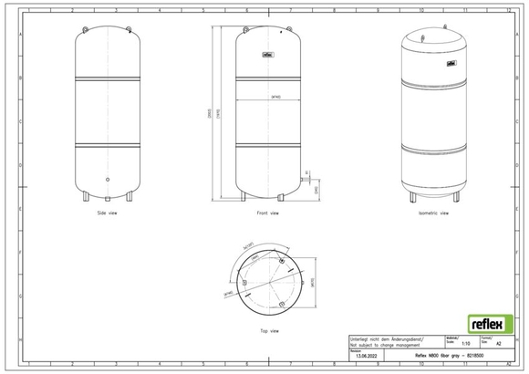 Reflex N expansievat 800L/1,5 6bar grijs - afb. 3