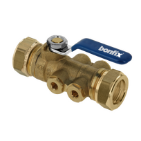 Terugstroombeveiliging EA met kogel en aftap 28mm knel k