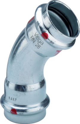 Viega Prestabo bocht 28mm 45° 1126 2x pers 558291 staal/vz m/SC - afb. 1